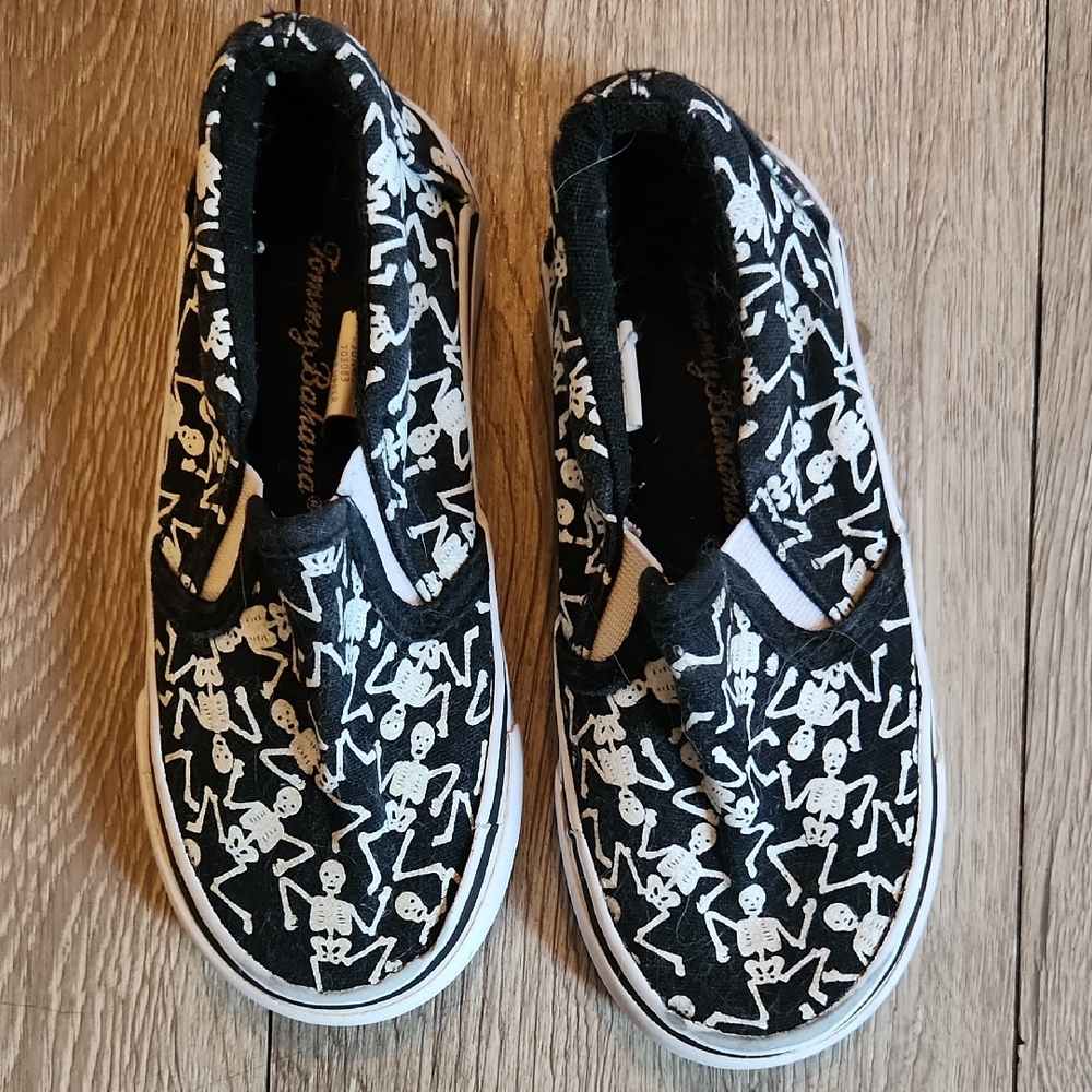 Vans Kids Black and White Skeleton Slip-On Sneakers
